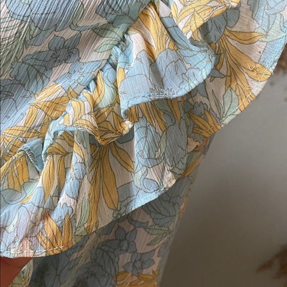 Miami Blue and Yellow Floral Sheer Blouse - Picture 15 of 15
